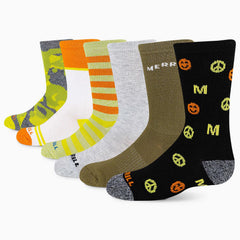 Merrell Big Kid's Everyday Crew Sock 6-Pack Green Assorted | Women/Men Socks
