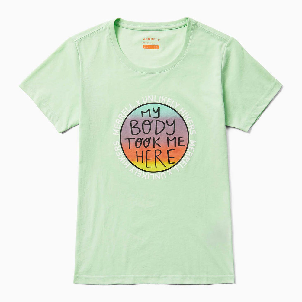 Merrell Unlikely Hikers X Merrell Short Sleeve Tee Extended Sizes Mist Green | Women Tops