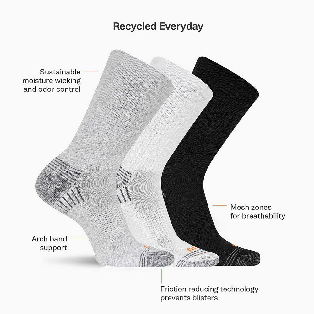 Merrell Hiker Crew Sock 3 Pack Grey Heather Asst | Women/Men Socks