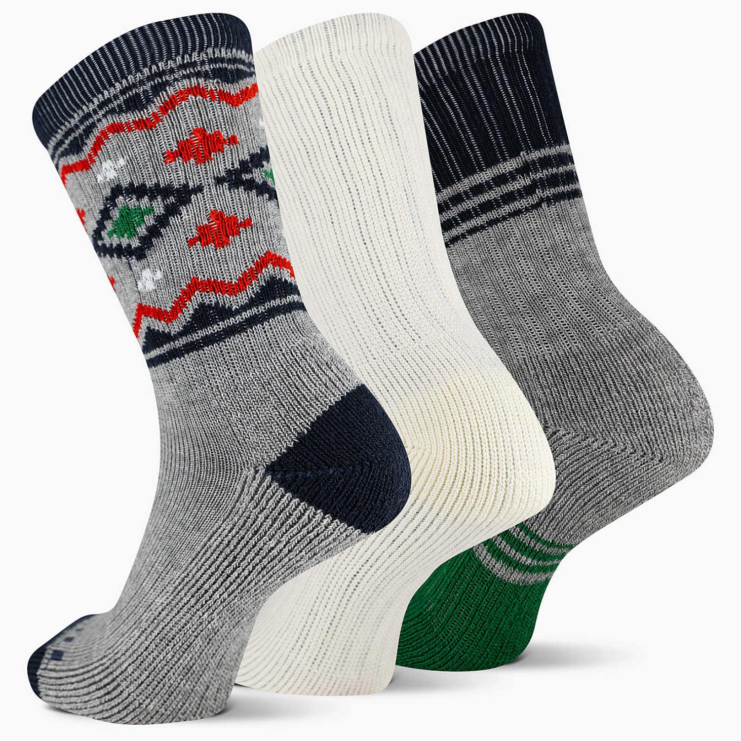 Merrell Holiday Thermal Wool Blend Crew 3 Pack Sock Blue Assorted | Women/Men Socks
