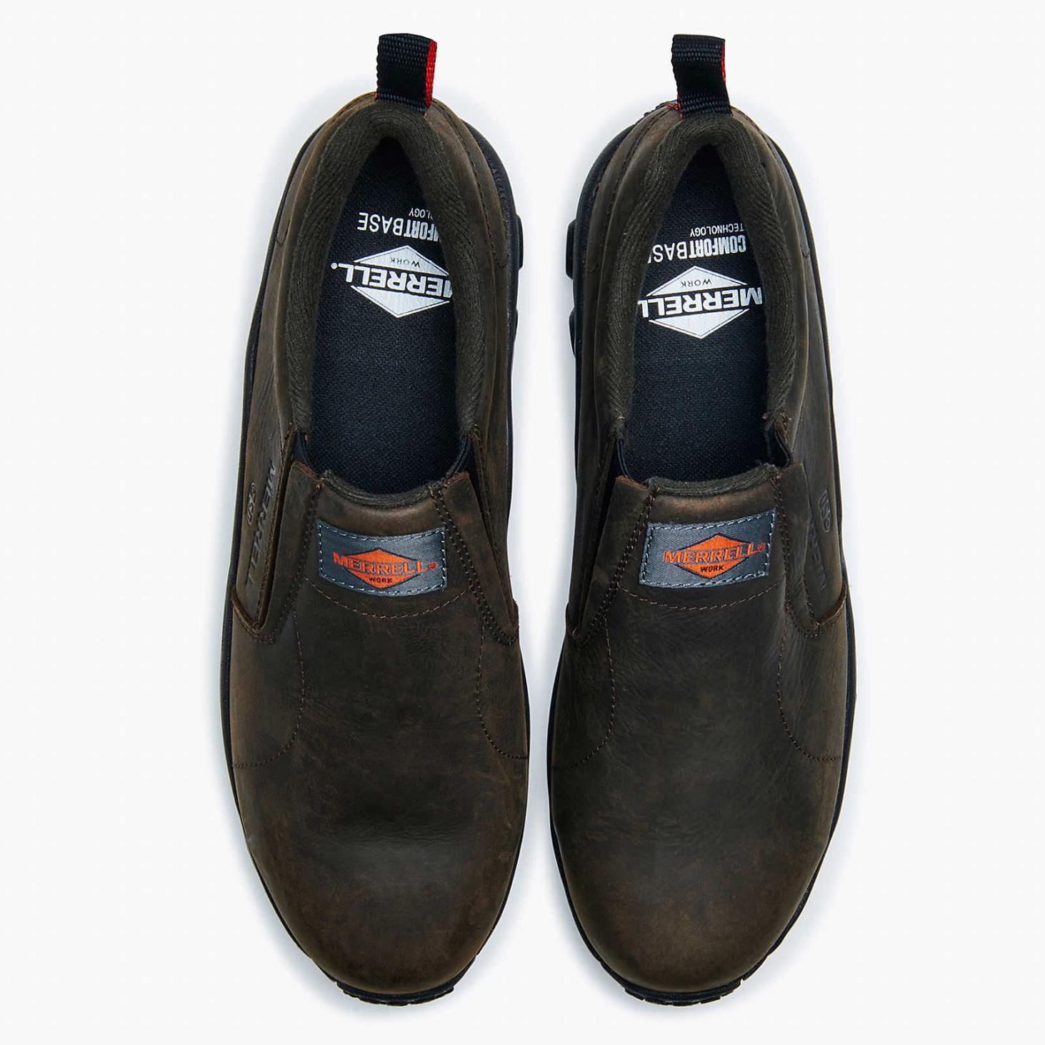 Merrell Jungle Moc Leather Comp Toe Sd+ Work Shoe Wide Width Espresso | Men Slip-Ons