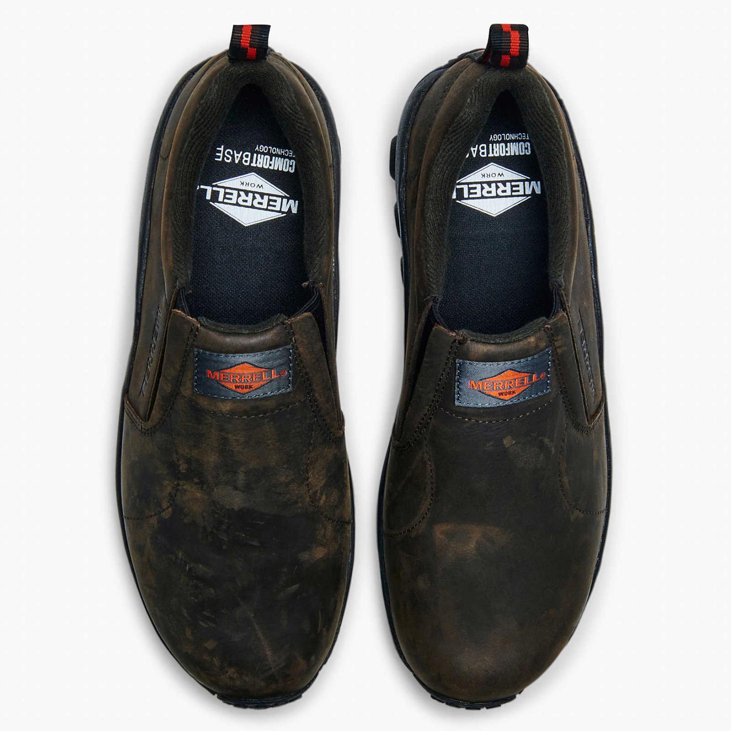 Merrell Jungle Moc Leather Sr Work Shoe Wide Width Espresso | Men Slip-Ons