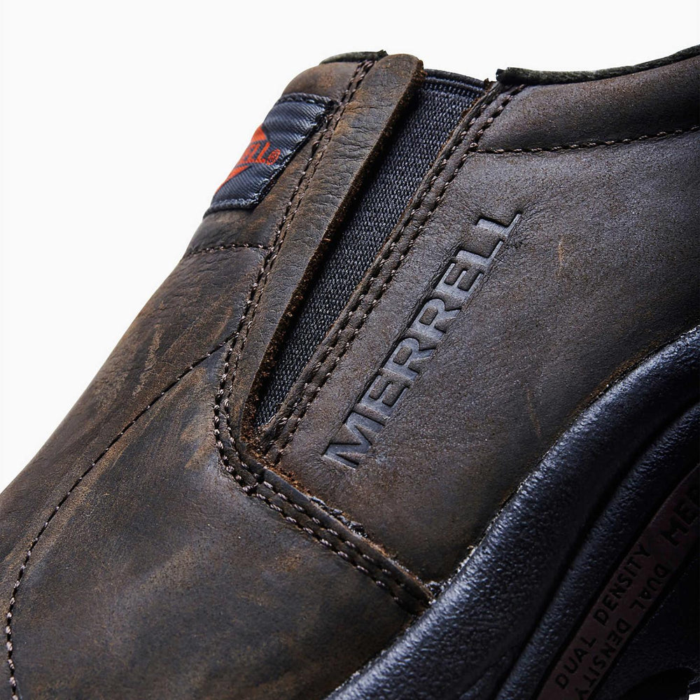 Merrell Jungle Moc Leather Sr Work Shoe Wide Width Espresso | Men Slip-Ons