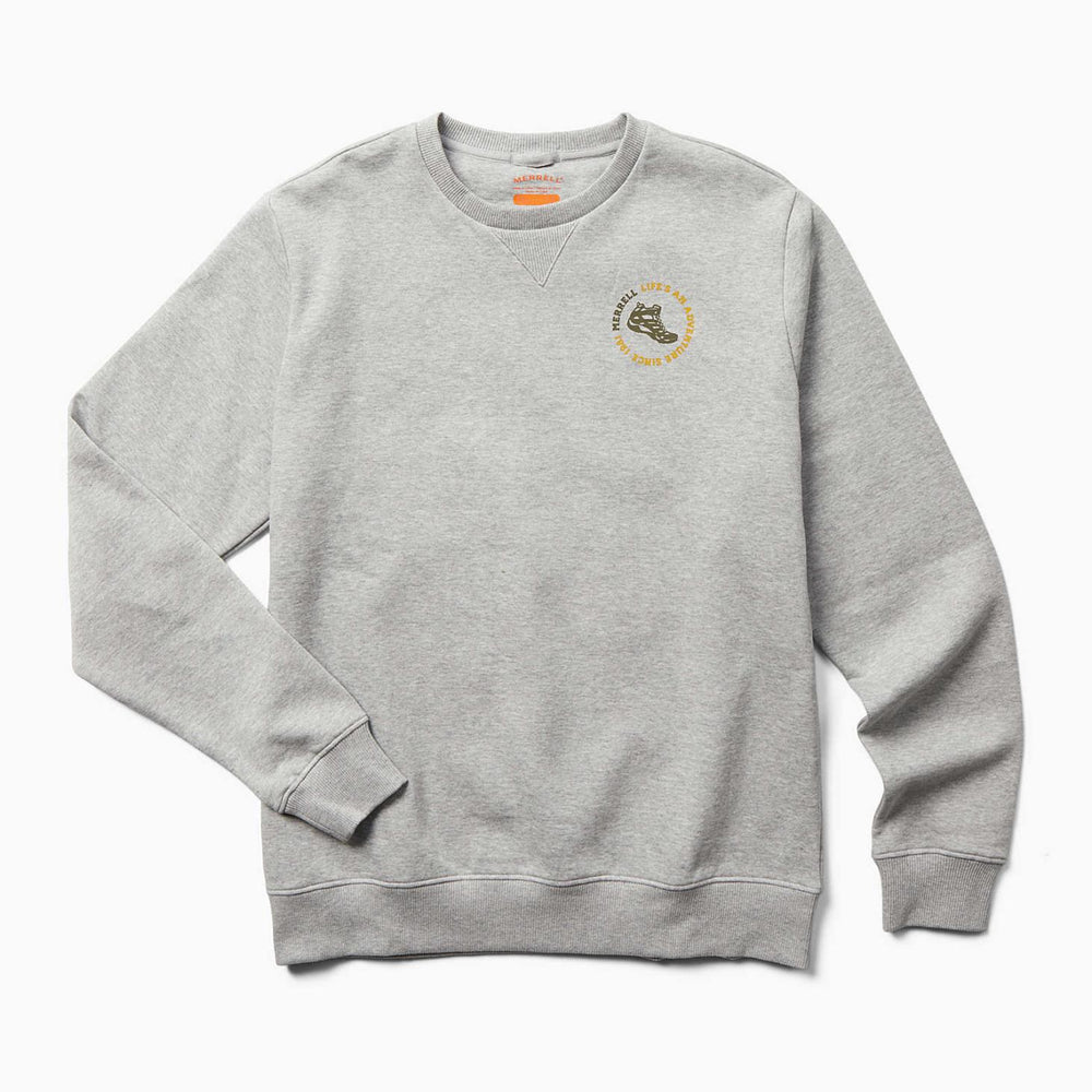Merrell Life's An Adventure Crew Neck Fleece Grey Heather | Men Tops