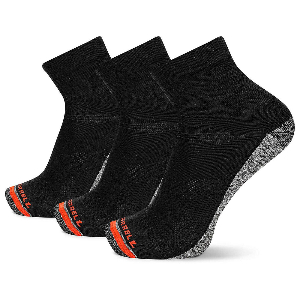 Merrell Lightweight Work Quarter Sock 3 Pack Black | Women/Men Socks
