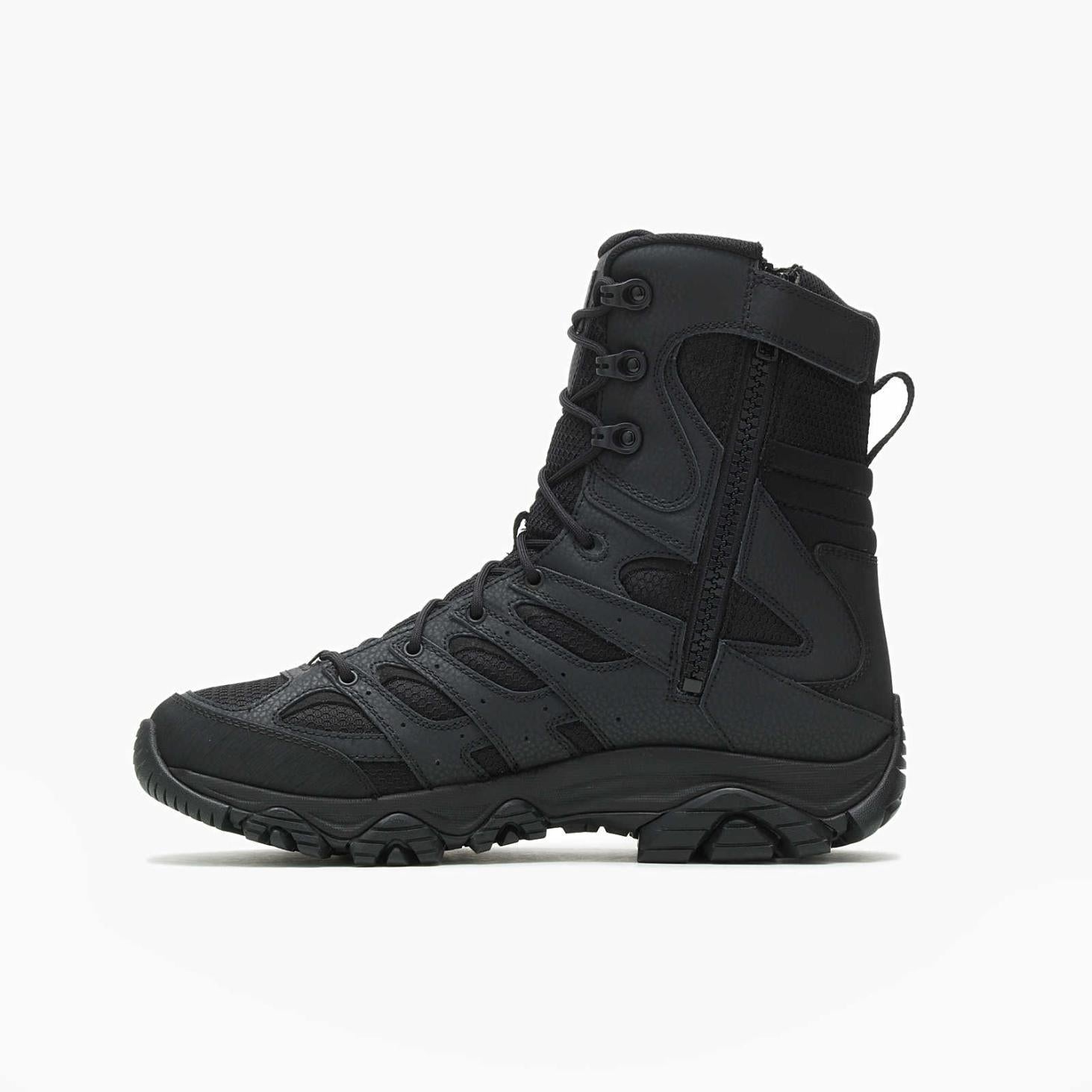 Merrell Moab 3 8" Tactical Zip Wp Wide Width Black | Men Boots