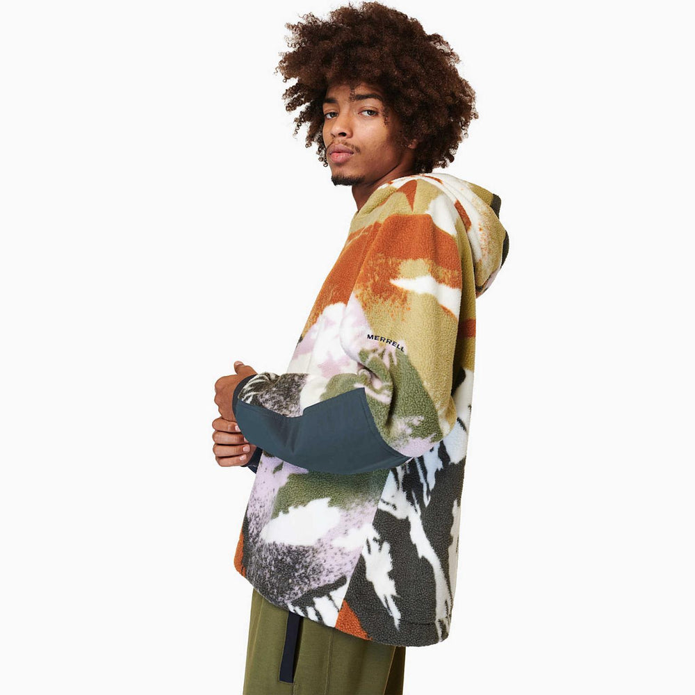 Merrell Print Sherpa Hoody Grey Green Mountain | Men/Women Tops
