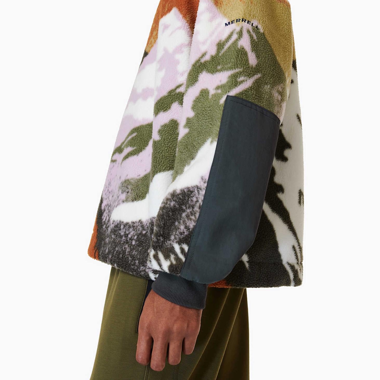 Merrell Print Sherpa Hoody Grey Green Mountain | Men/Women Tops