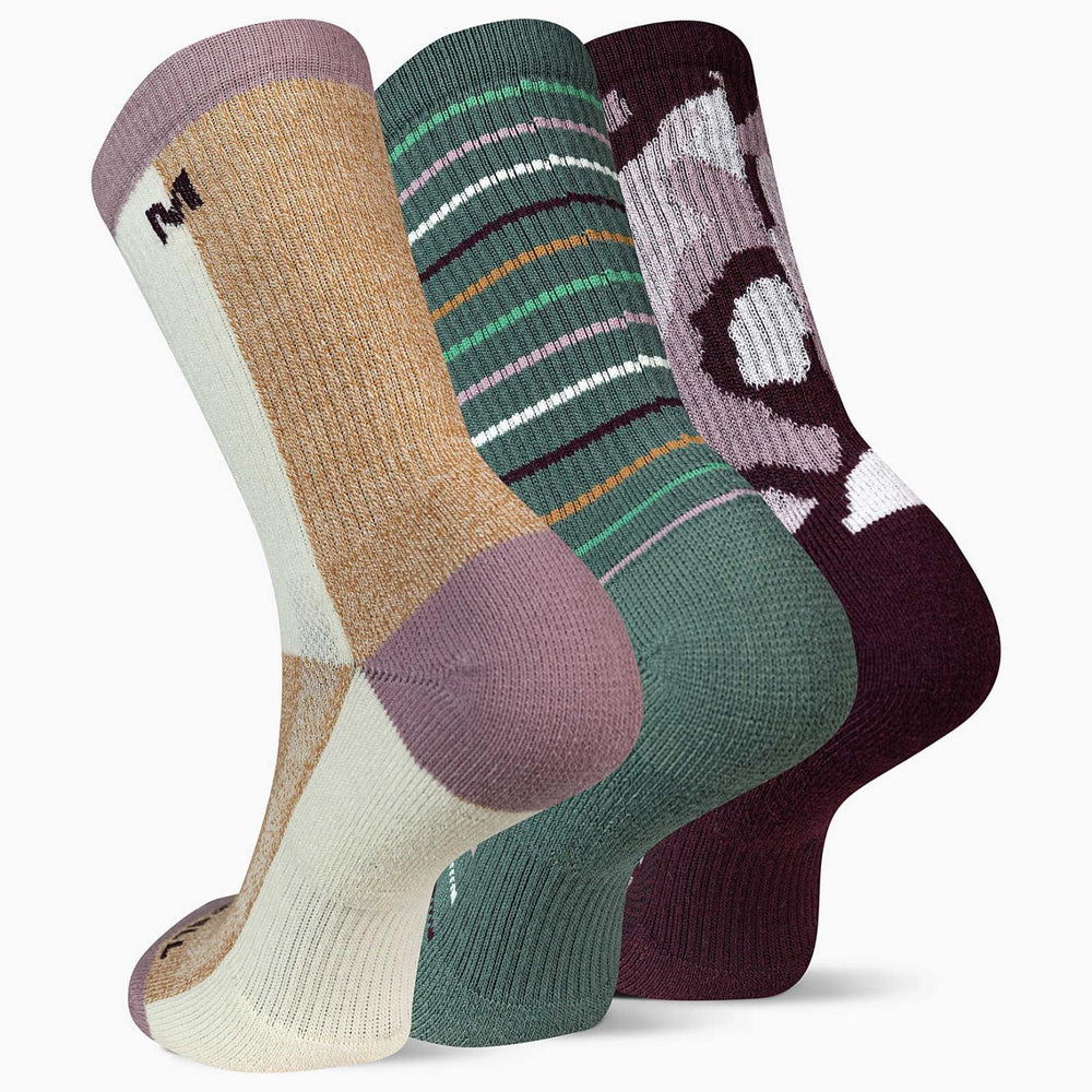 Merrell Recycled Everyday Crew Sock 3 Pack Purple Assorted | Women/Men Socks