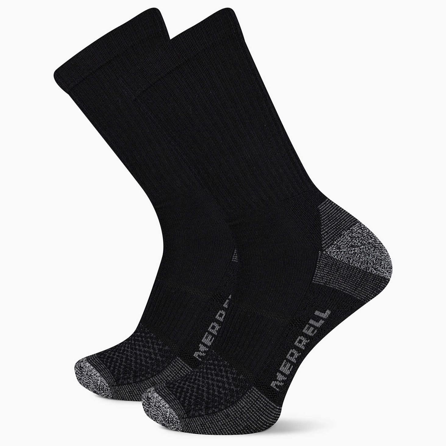 Merrell Rugged Steel Toe Crew Sock 2 Pack Black | Women/Men Socks