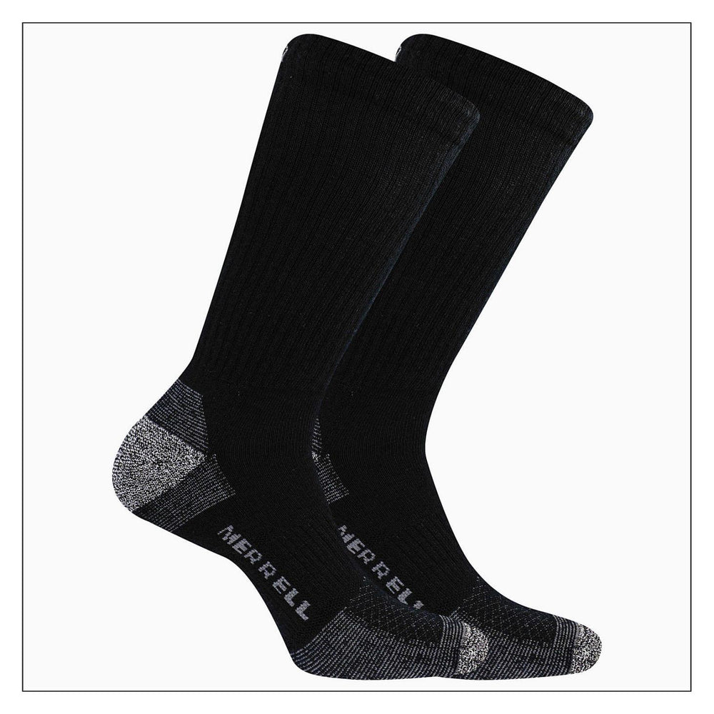 Merrell Rugged Steel Toe Crew Sock 2 Pack Black | Women/Men Socks