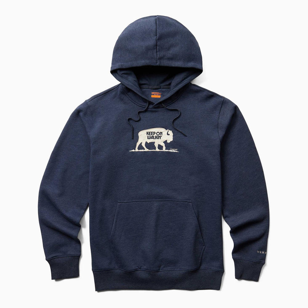Merrell Walking Bison Fleece Hoody Navy Heather | Men Tops