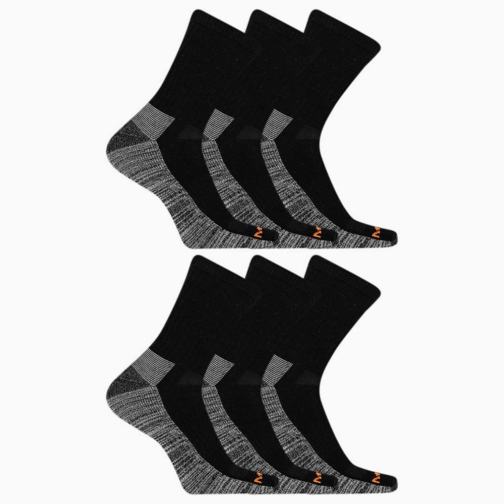 Merrell Work Crew Sock 6 Pack Black | Women/Men Socks