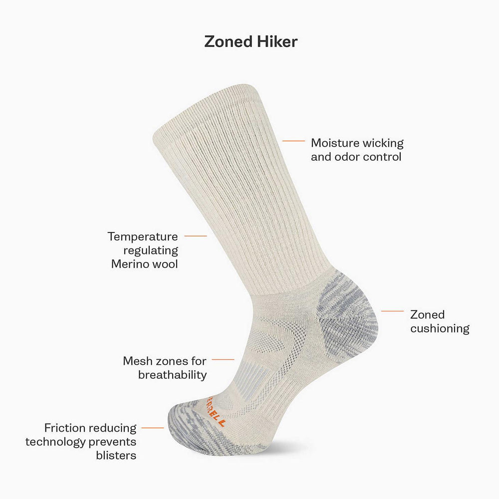 Merrell Zoned Hiker Crew Sock Onyx | Women/Men Socks