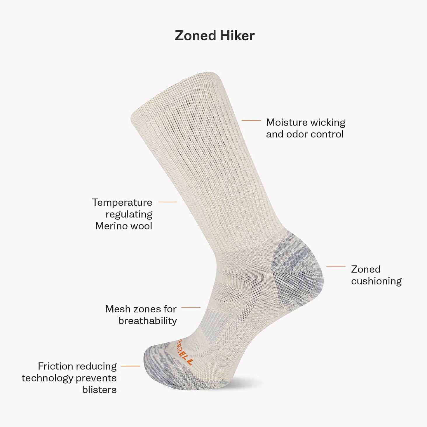 Merrell Zoned Quarter Hiker Sock Onyx | Women/Men Socks